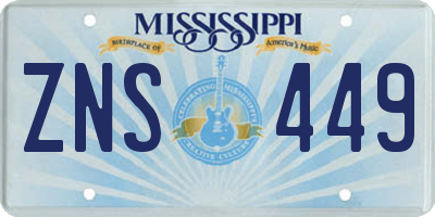 MS license plate ZNS449