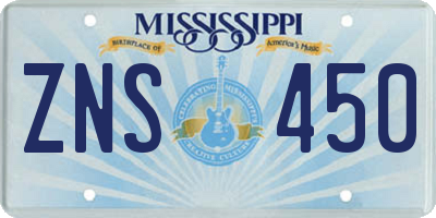 MS license plate ZNS450