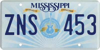 MS license plate ZNS453