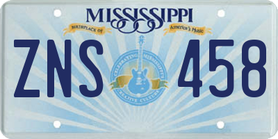 MS license plate ZNS458