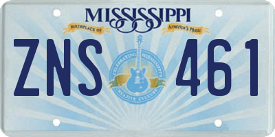 MS license plate ZNS461