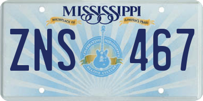 MS license plate ZNS467