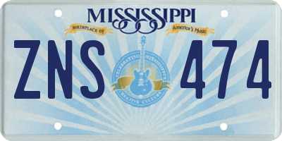 MS license plate ZNS474