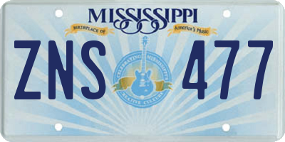MS license plate ZNS477