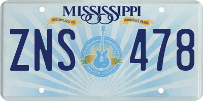 MS license plate ZNS478