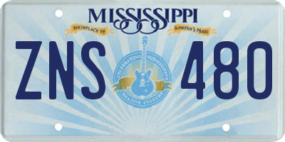 MS license plate ZNS480