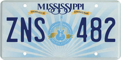 MS license plate ZNS482