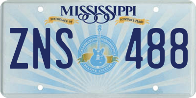 MS license plate ZNS488