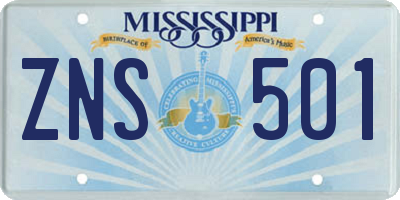 MS license plate ZNS501