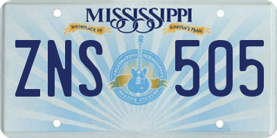 MS license plate ZNS505