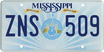 MS license plate ZNS509