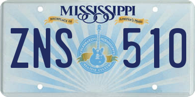 MS license plate ZNS510