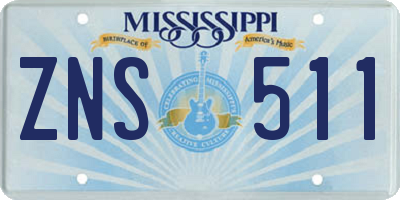 MS license plate ZNS511