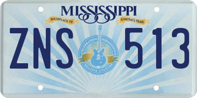 MS license plate ZNS513