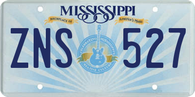 MS license plate ZNS527