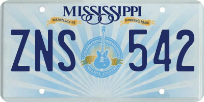 MS license plate ZNS542