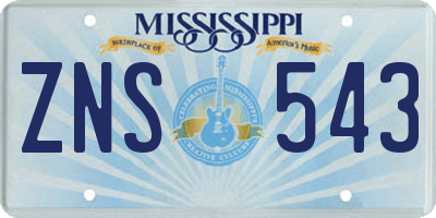 MS license plate ZNS543
