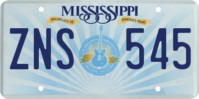 MS license plate ZNS545