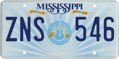 MS license plate ZNS546