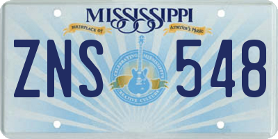MS license plate ZNS548