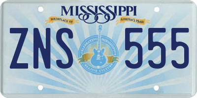 MS license plate ZNS555