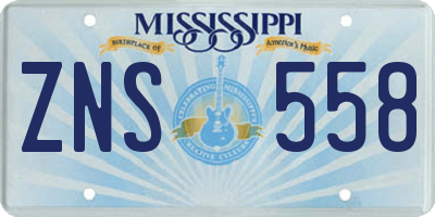 MS license plate ZNS558