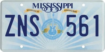 MS license plate ZNS561