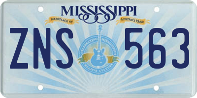 MS license plate ZNS563