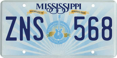 MS license plate ZNS568