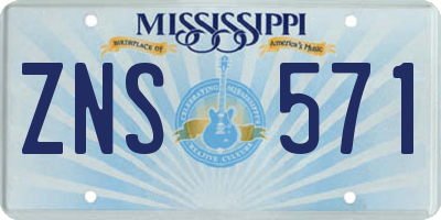 MS license plate ZNS571