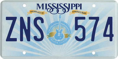 MS license plate ZNS574