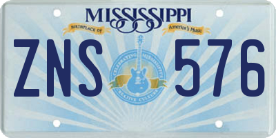MS license plate ZNS576