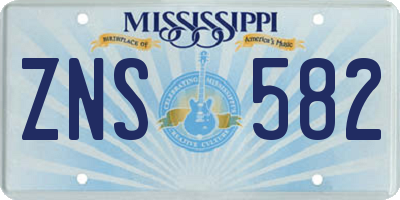 MS license plate ZNS582
