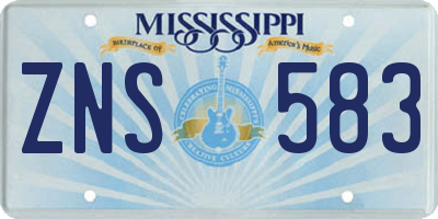 MS license plate ZNS583