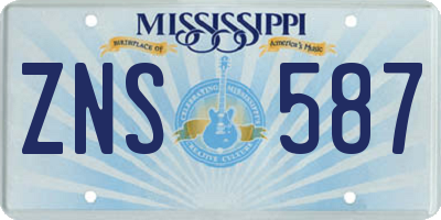 MS license plate ZNS587