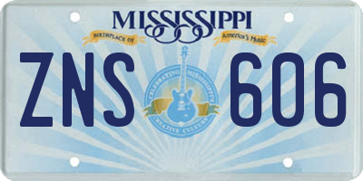 MS license plate ZNS606