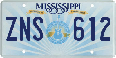 MS license plate ZNS612