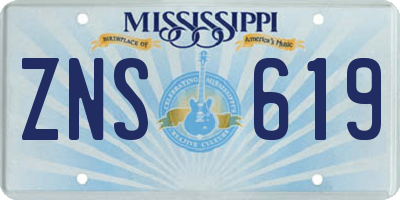 MS license plate ZNS619