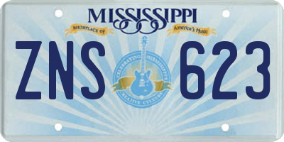MS license plate ZNS623
