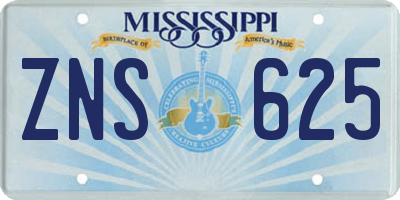 MS license plate ZNS625