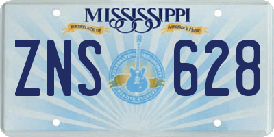 MS license plate ZNS628