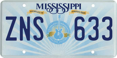 MS license plate ZNS633