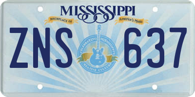 MS license plate ZNS637