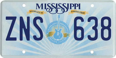 MS license plate ZNS638