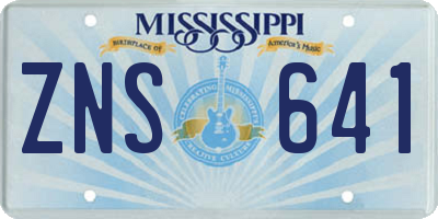 MS license plate ZNS641