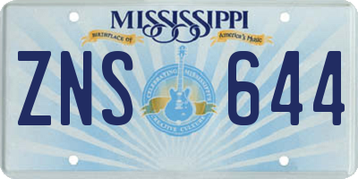 MS license plate ZNS644