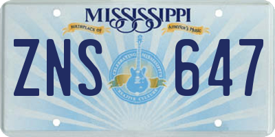 MS license plate ZNS647