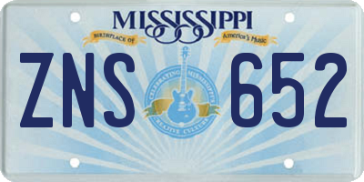 MS license plate ZNS652