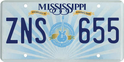 MS license plate ZNS655