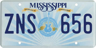 MS license plate ZNS656